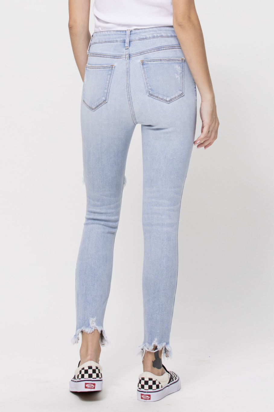 Cello Mid Ride Frayed Hem Destroyed Skinny Jeans