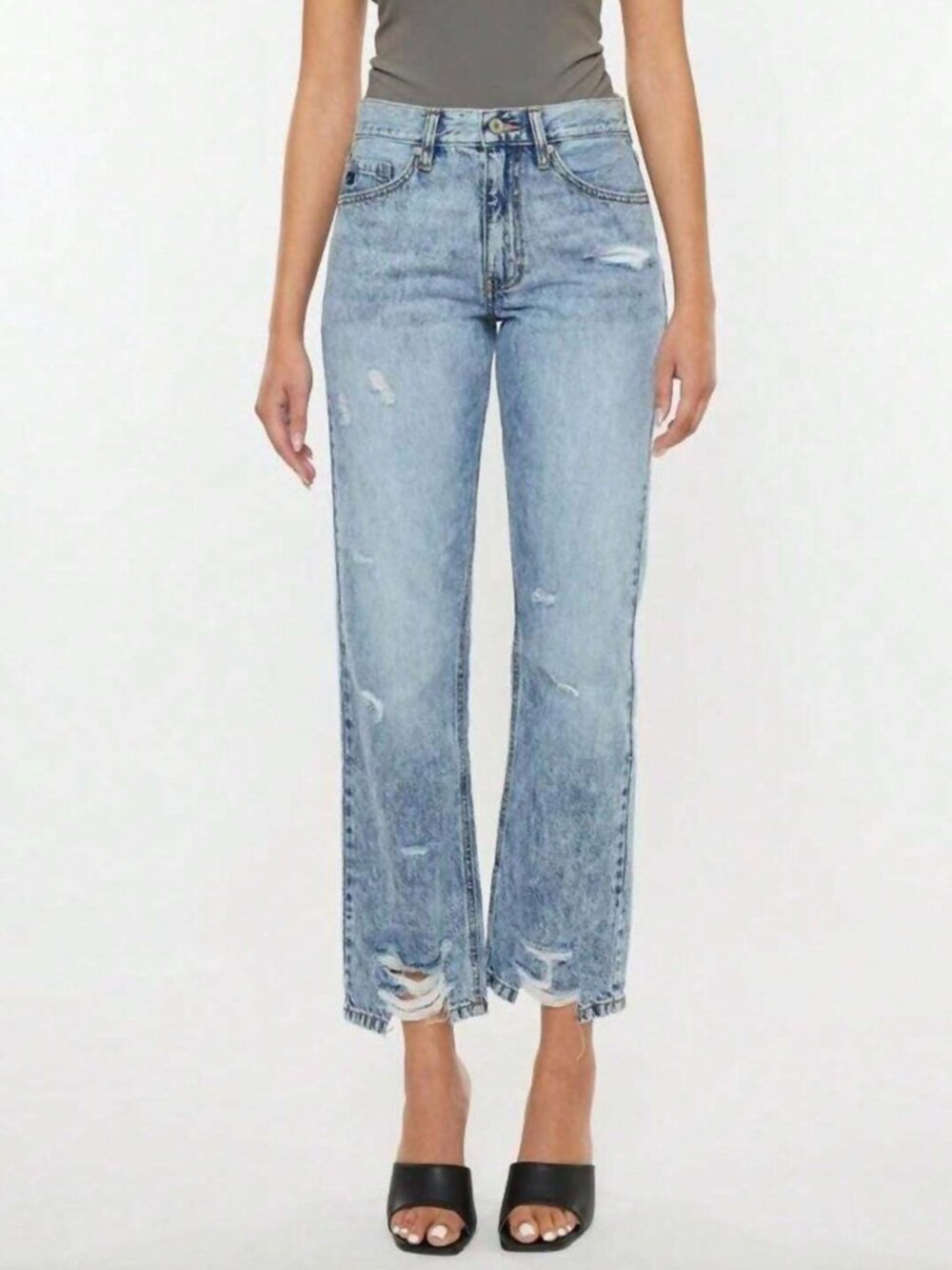 KanCan Trevie Ultra High Rise Straight Leg Distressed Jeans Size 3/25