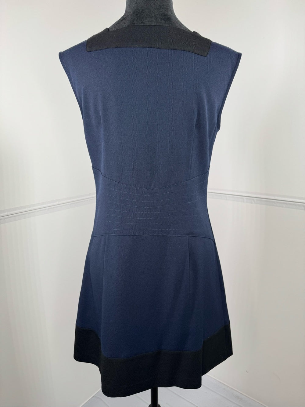 Abaeté Colorblock Sheath Dress Navy Black Wool Blend Made in USA Size 6