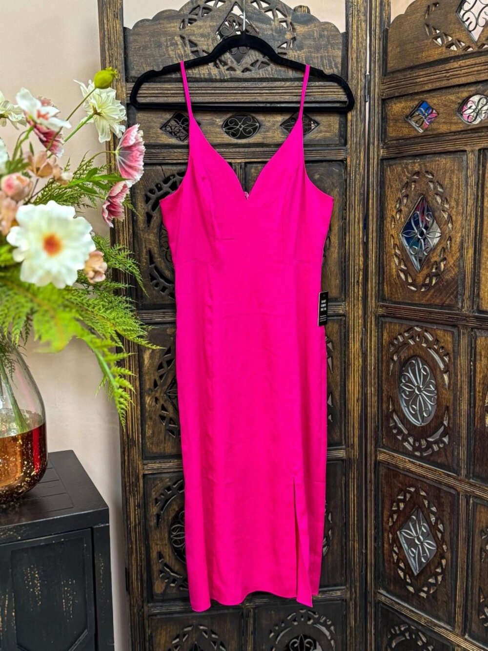 NWT Express Hot Pink Midi Dress Size Small