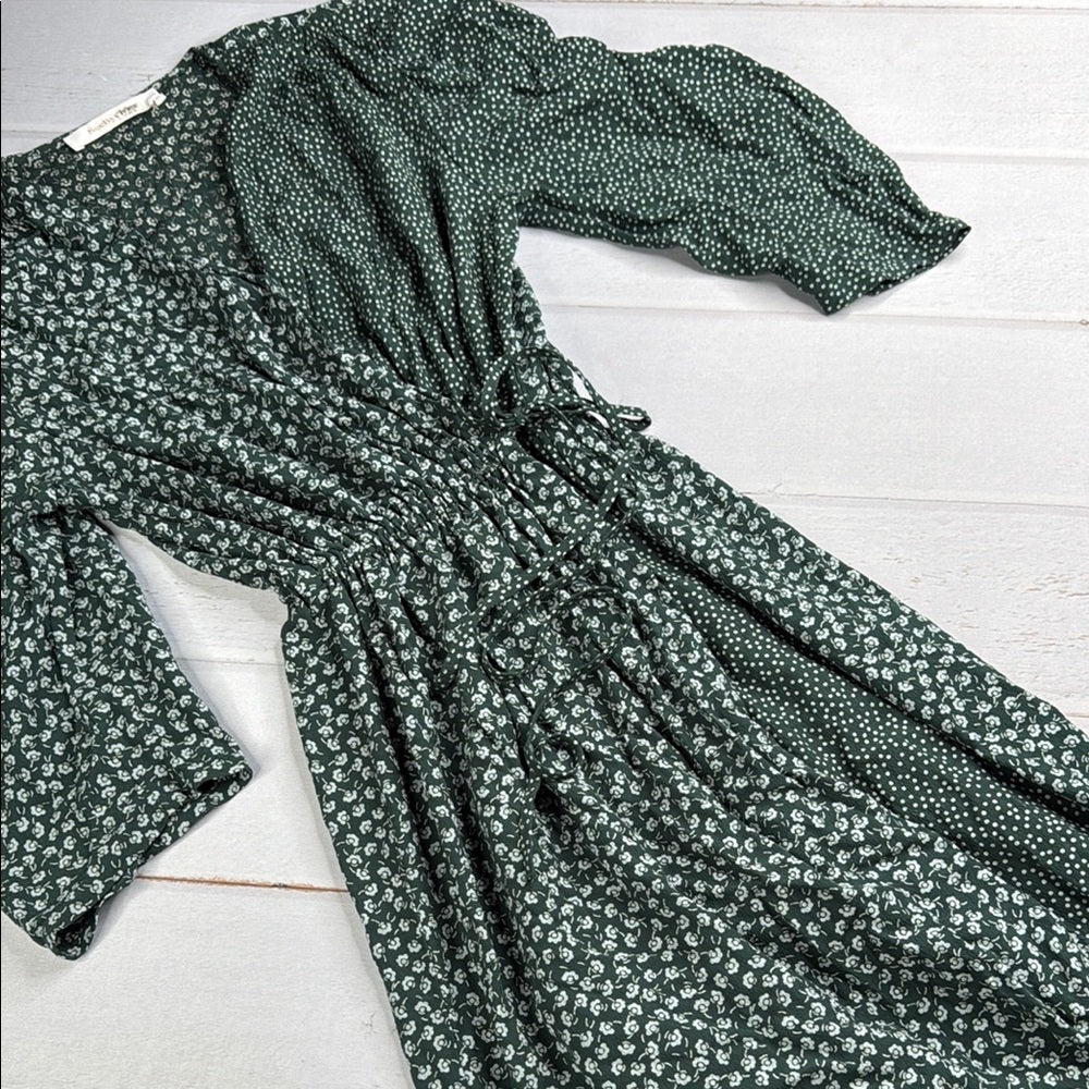 SEE BY CHLOÉ Flowers & Dots Printed Wrap Dress In Green Blue Size 38 / 6