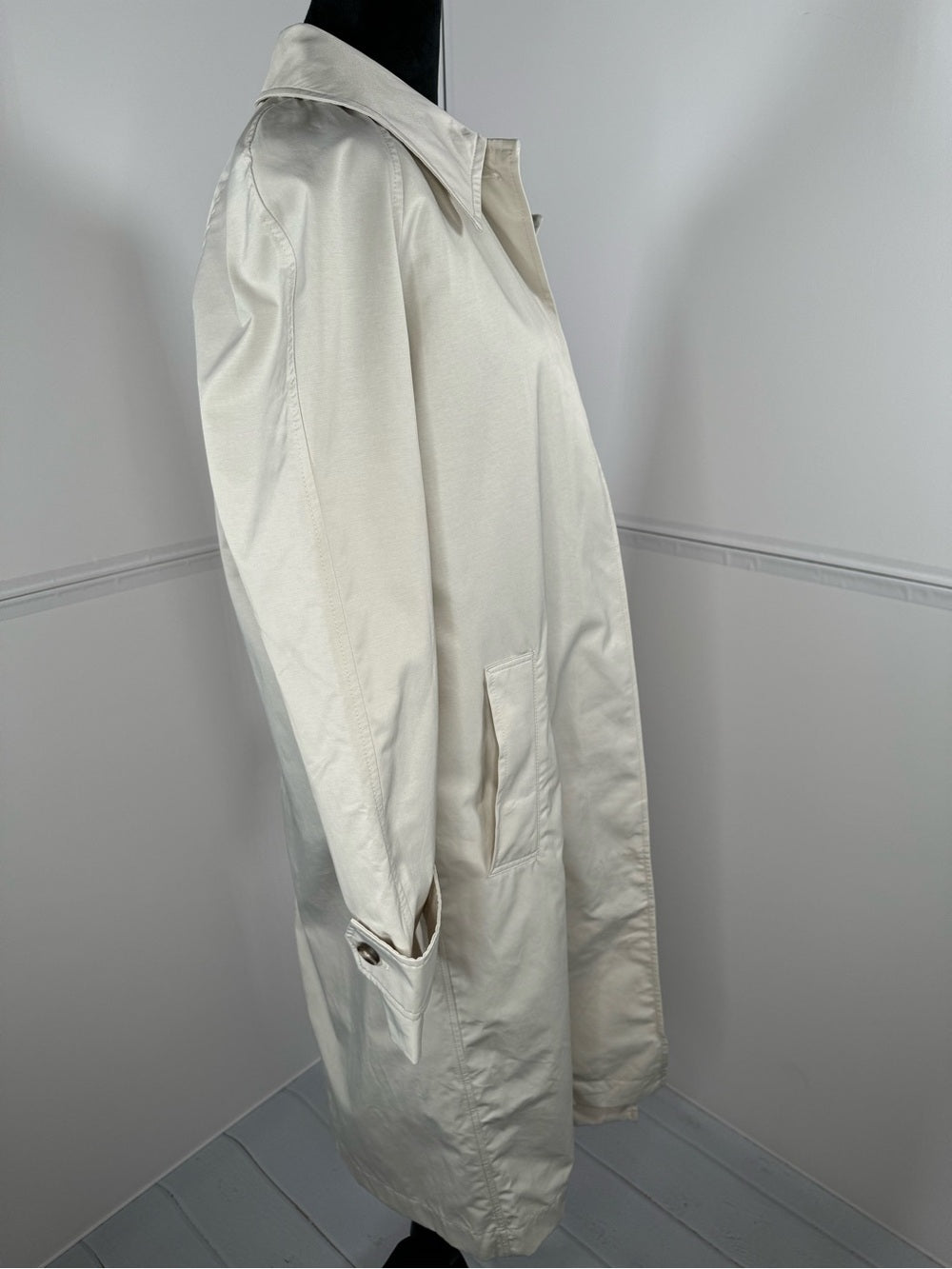 NWT 7 For All Mankind Ivory Cotton Blend Trench Coat Long Jacket Size Medium