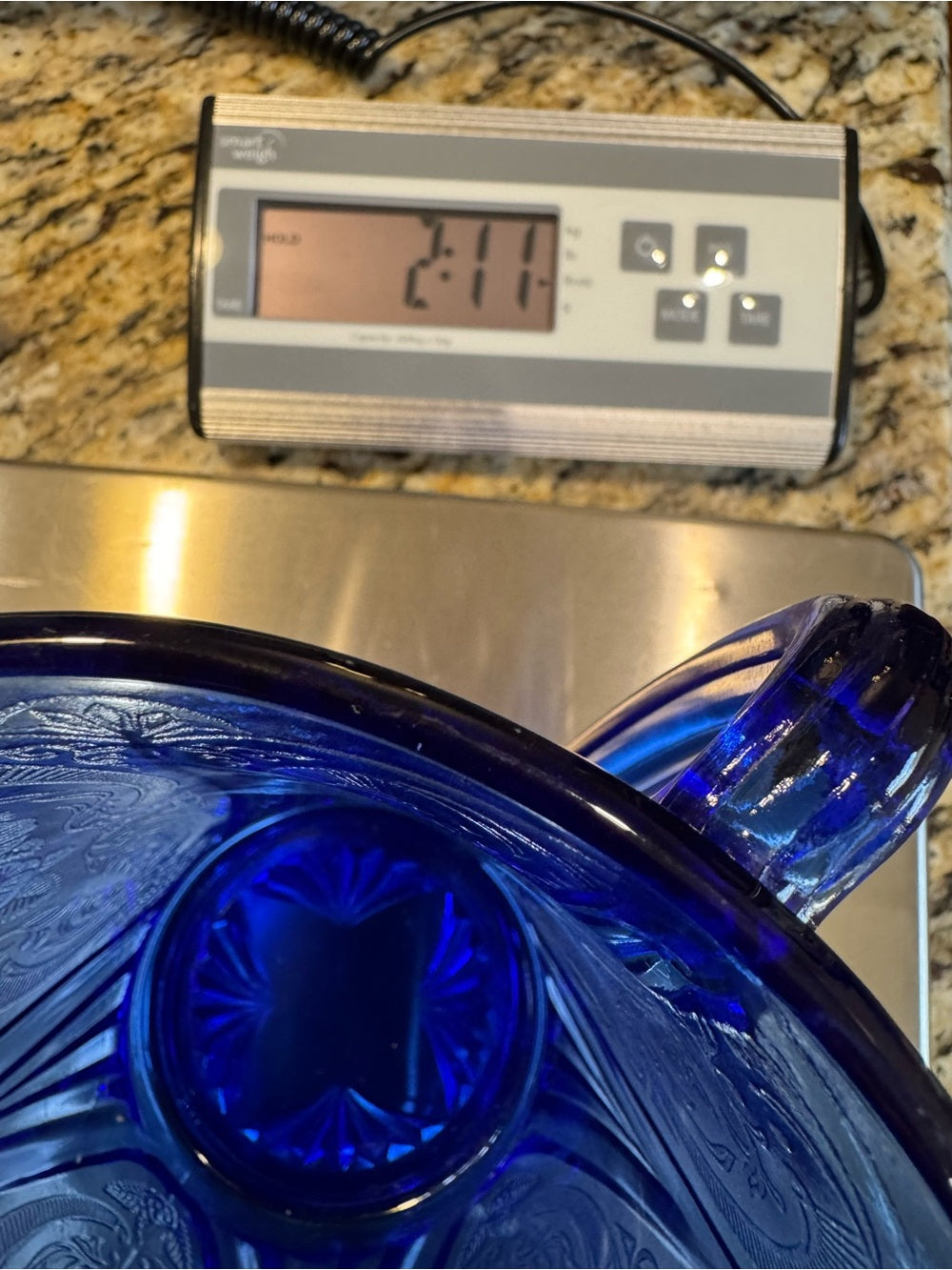 Rare Antique Hazel Atlas Cobalt Blue Royal Lace Water Pitcher 48oz Ice Lip