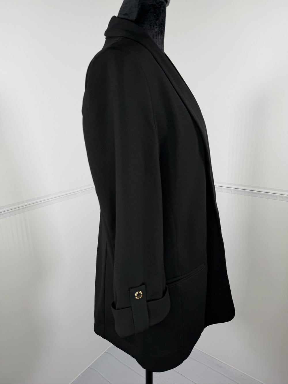 NWT Anne Klein Open Front Blazer Jacket Black Size Medium
