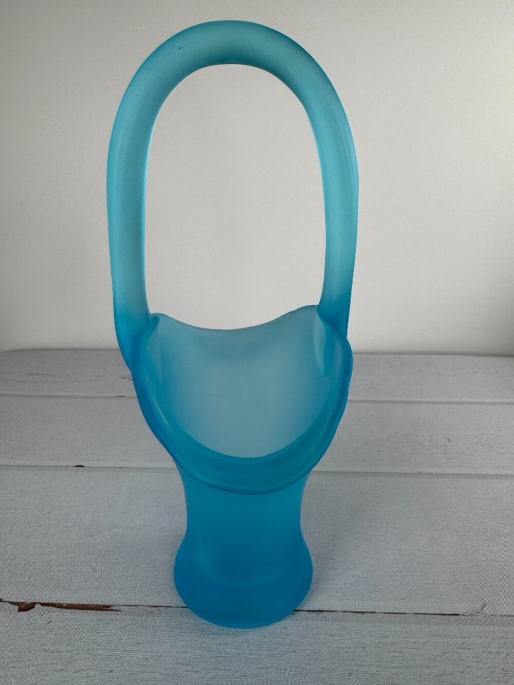 Vintage Tiffin Glass Co #9574 Sky Blue Satin Bride's Basket 11" Handled 1930s