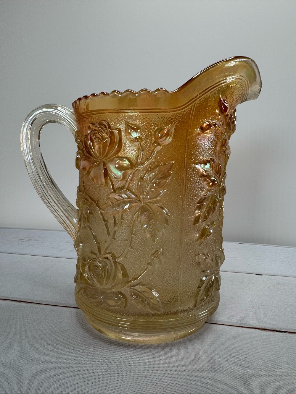 Antique Imperial Glass Marigold Carnival Glass Lustre Rose Water Pitcher