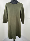 Vineyard Vines Olive Textured Knit Shift Dress Gold Back Zipper Size Small