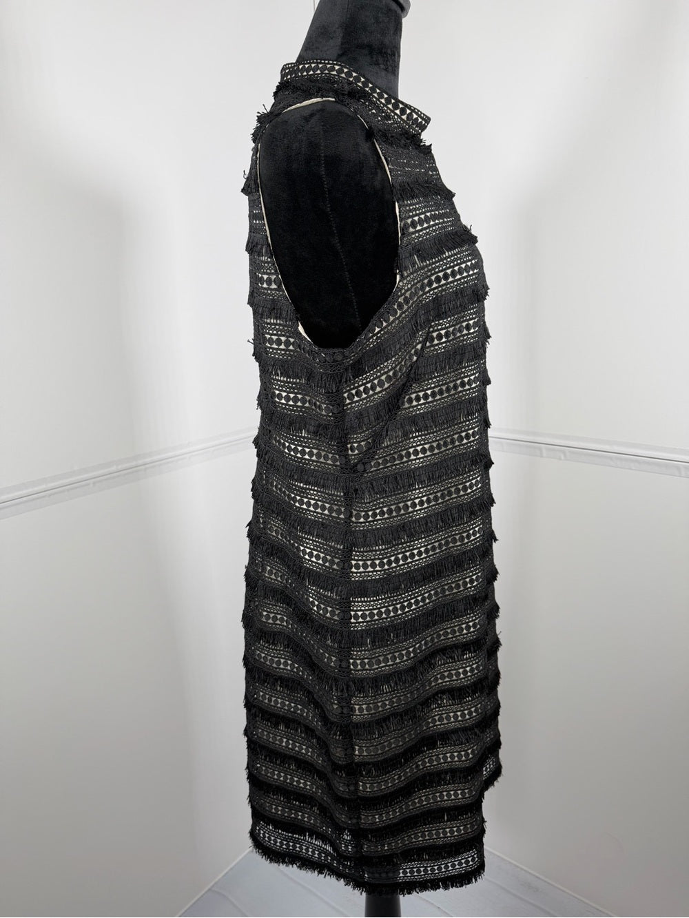 NWT J.Crew Black Fringe Lace Sleeveless Sheath Dress Size 12