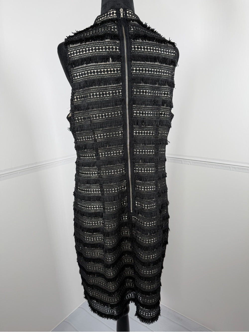 NWT J.Crew Black Fringe Lace Sleeveless Sheath Dress Size 12