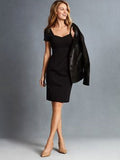 Brooks Brothers Ponte Sweetheart Neck Black Sheath Dress Size 8