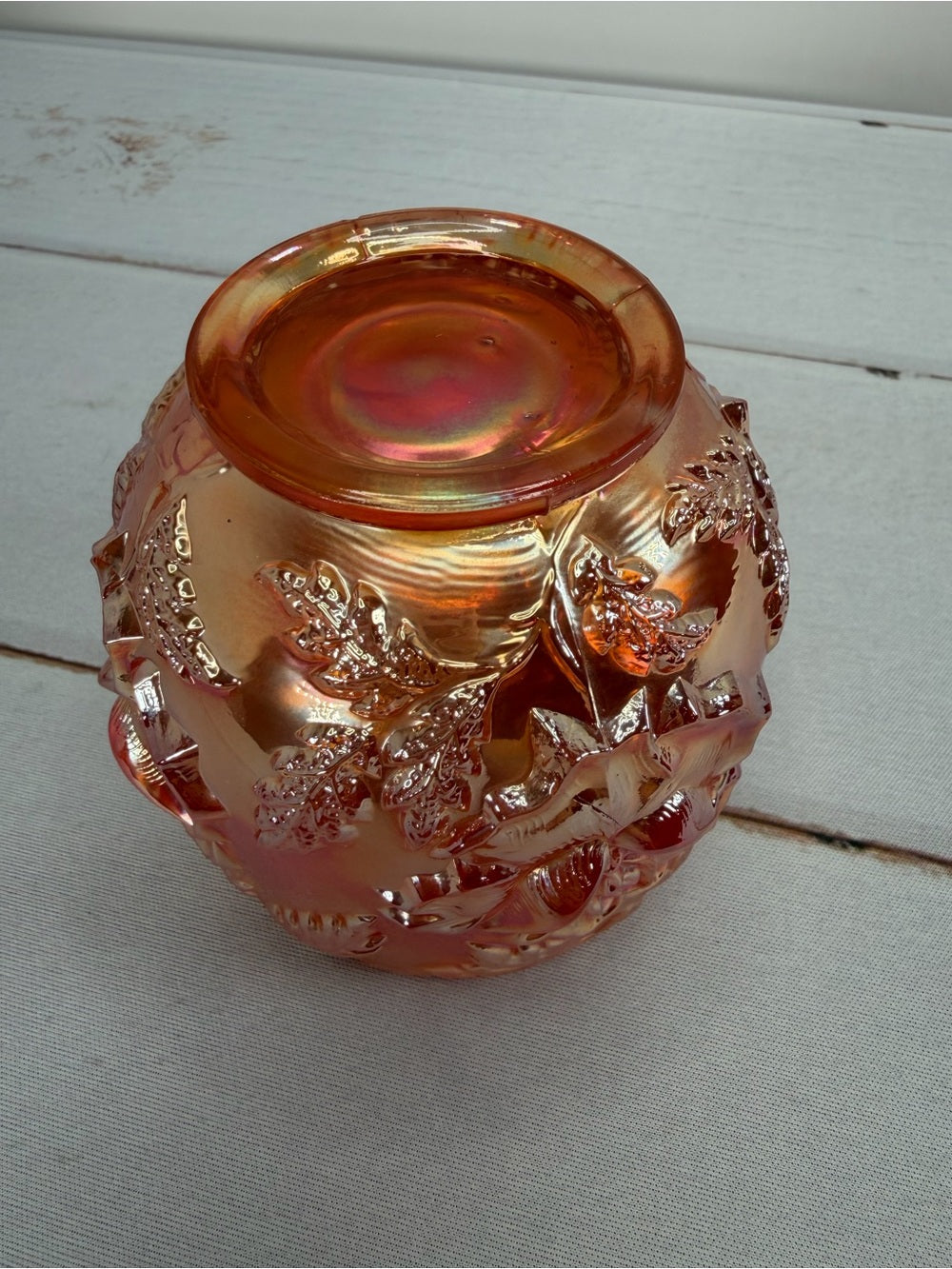 Antique 1910 Dugan Marigold "Wreath of Roses" Carnival Glass Small Rose Bowl