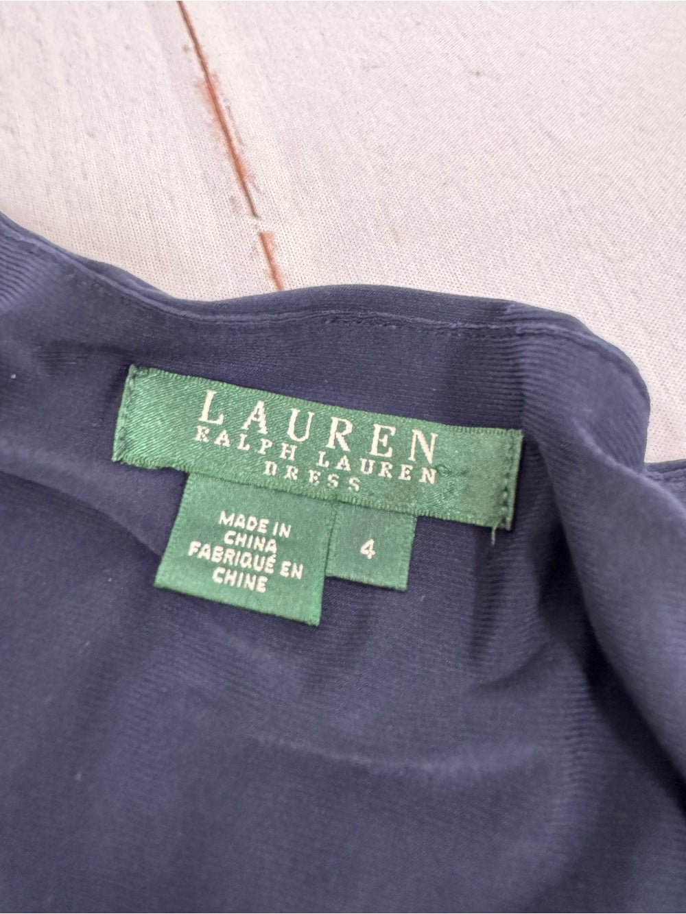 Lauren Ralph Lauren Navy Ruched Faux Wrap Sheath Dress Size 4