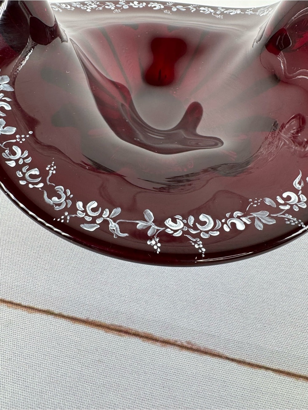 Fenton Cranberry Glass Basket Artist Signed Cynthia McAlpine 1995