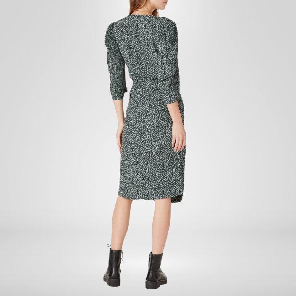 SEE BY CHLOÉ Flowers & Dots Printed Wrap Dress In Green Blue Size 38 / 6