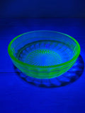 Anchor Hocking Block Optic Uranium Glass Berry Bowl Vintage