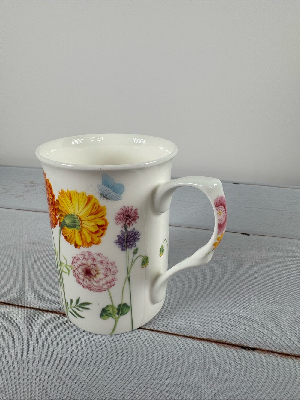 Gracie Bone China "Summer Dahlia & Wildflower" Tall Coffee Mug