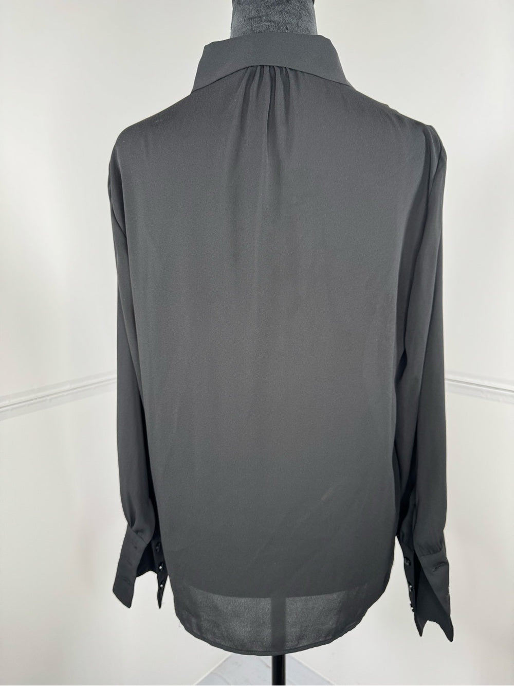 Halogen Black Sheer Button Down Blouse Long Sleeve Size 8