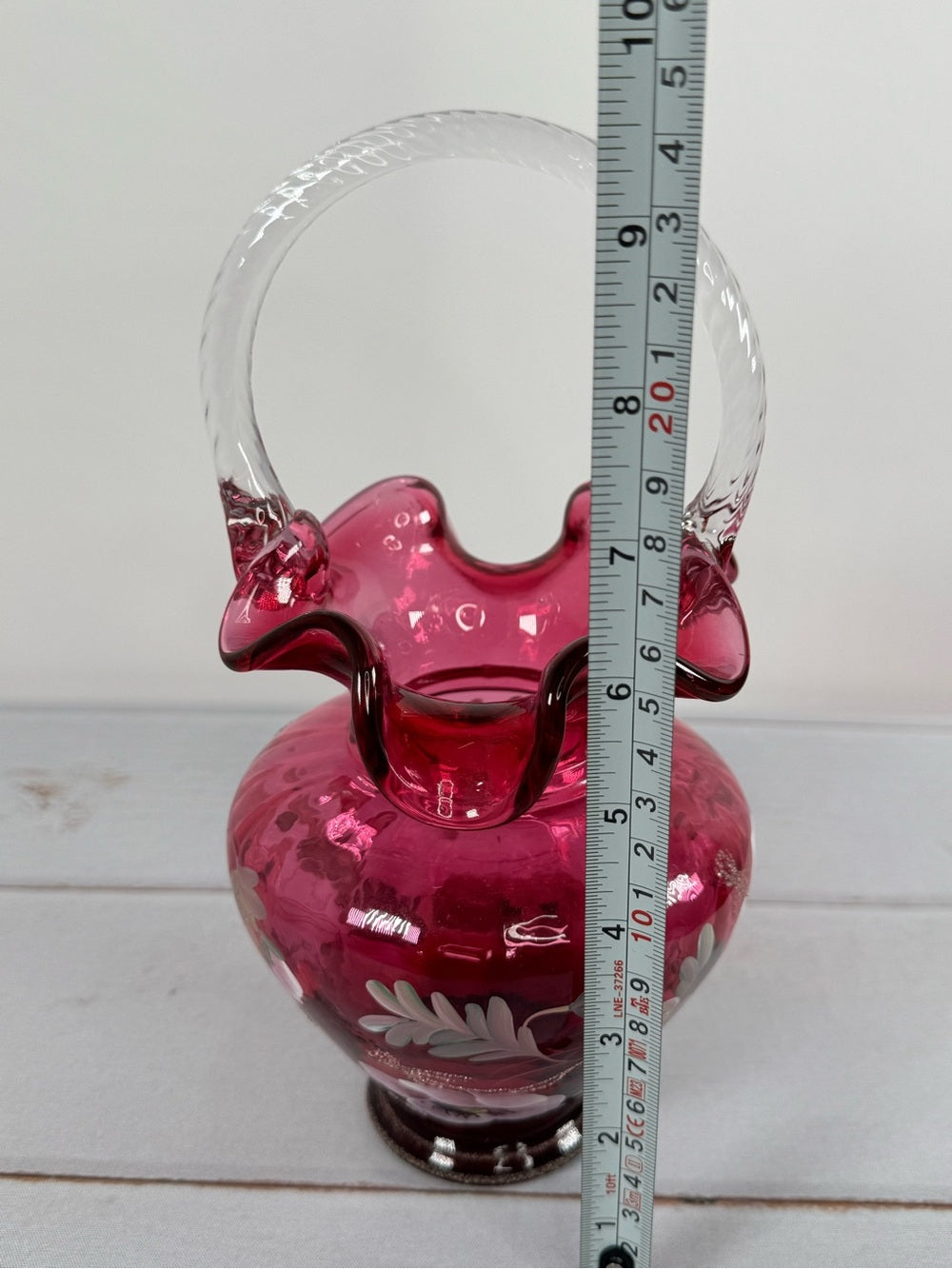 Fenton 95th Anniversary Cranberry Glass Basket Hand Painted B Williams Signed