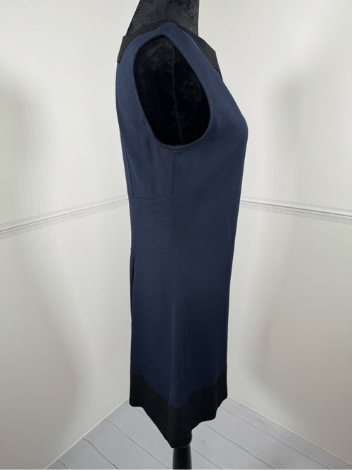 Abaeté Colorblock Sheath Dress Navy Black Wool Blend Made in USA Size 6