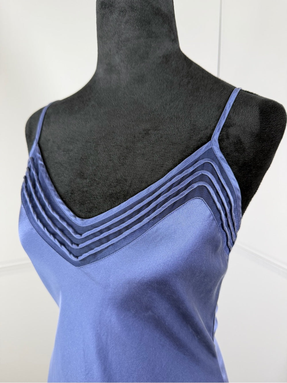 Vintage Victoria's Secret 100% Silk Blue Charmeuse Slip Dress Lingerie Small
