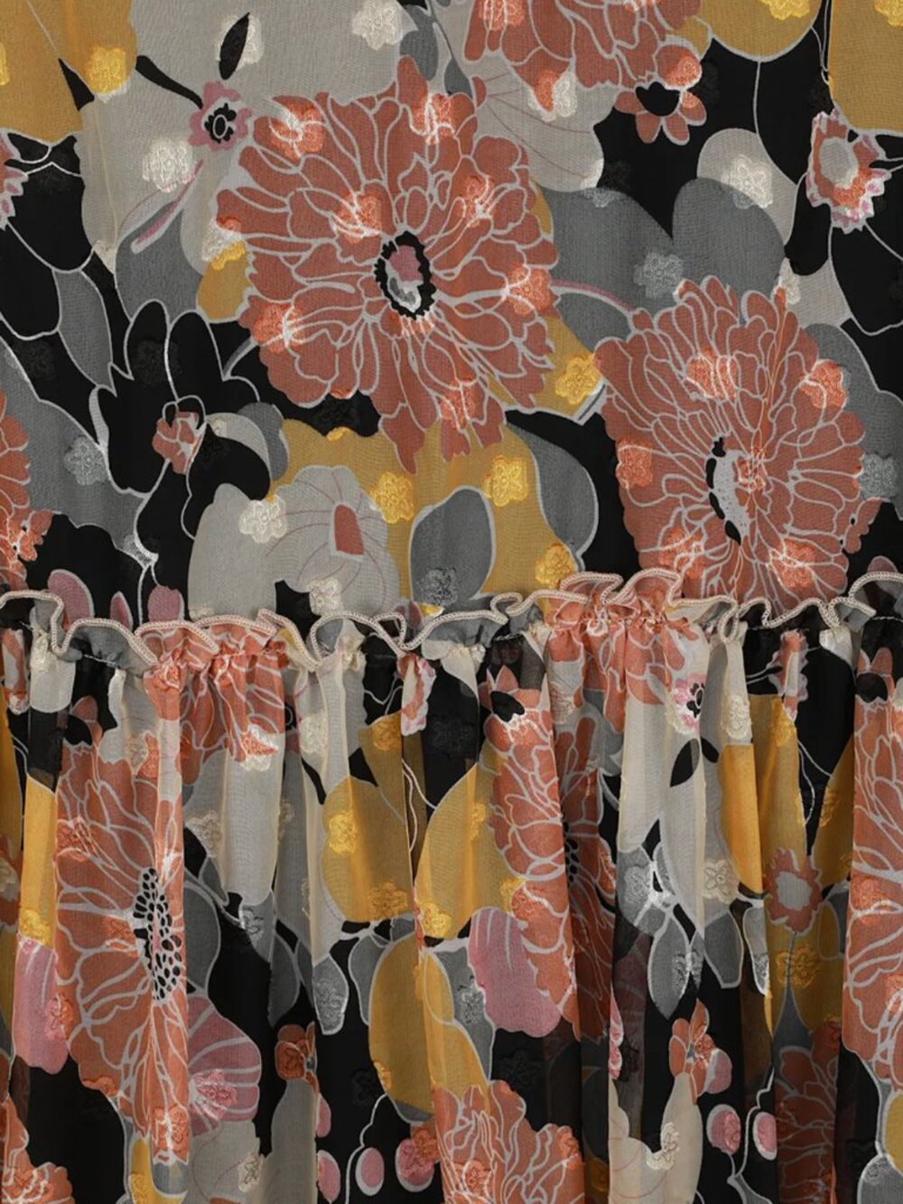 Lulus Black Floral Jacquard Tiered Midi Dress Size XS