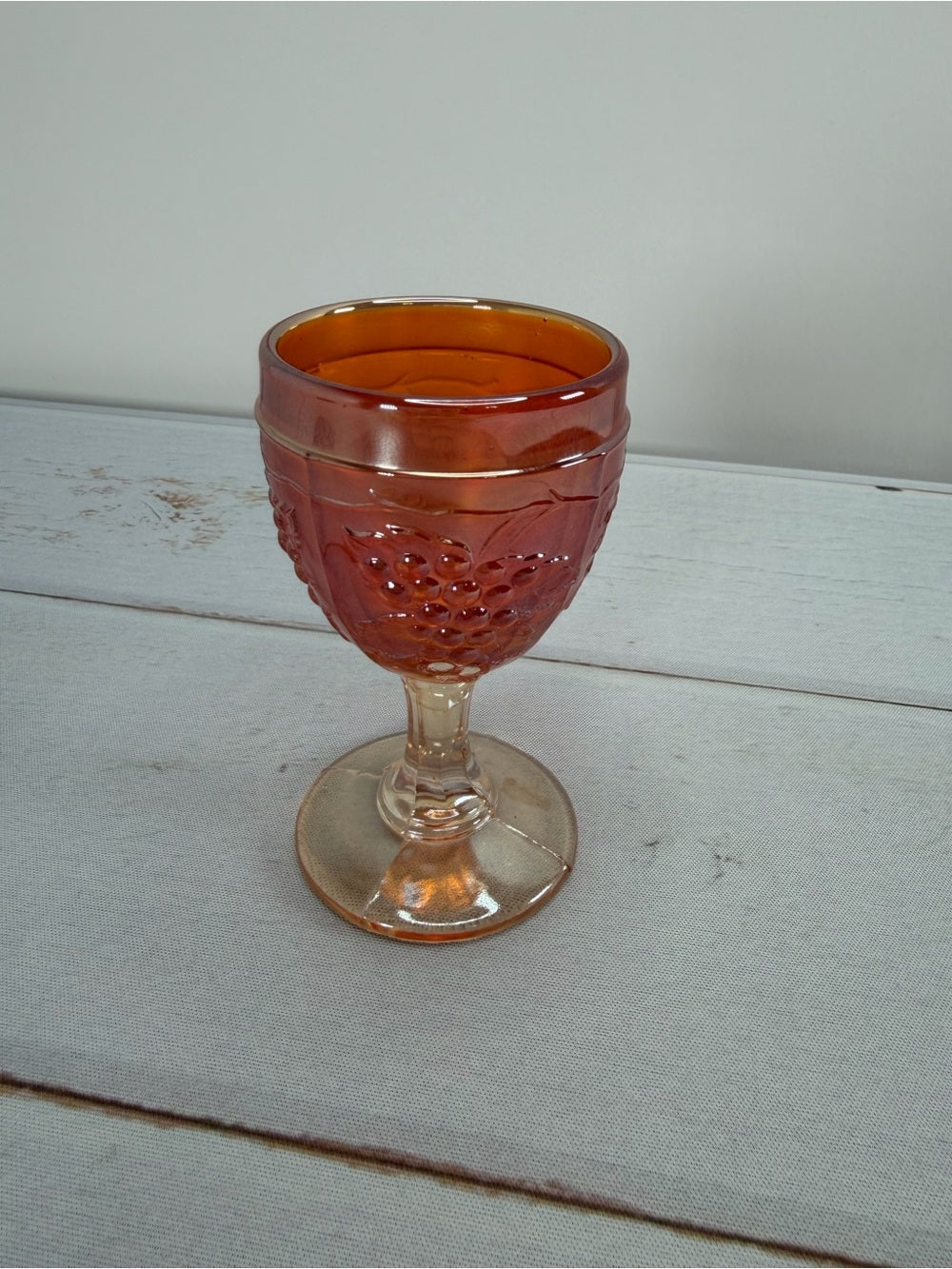 Vintage Imperial Glass Grape Marigold Carnival Glass 4" Cordial Wine Glass