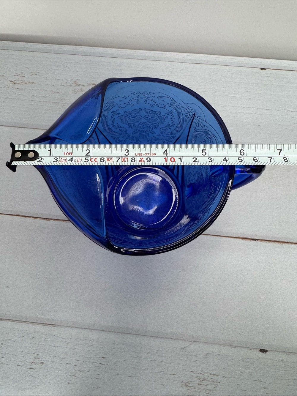 Rare Antique Hazel Atlas Cobalt Blue Royal Lace Water Pitcher 48oz Ice Lip
