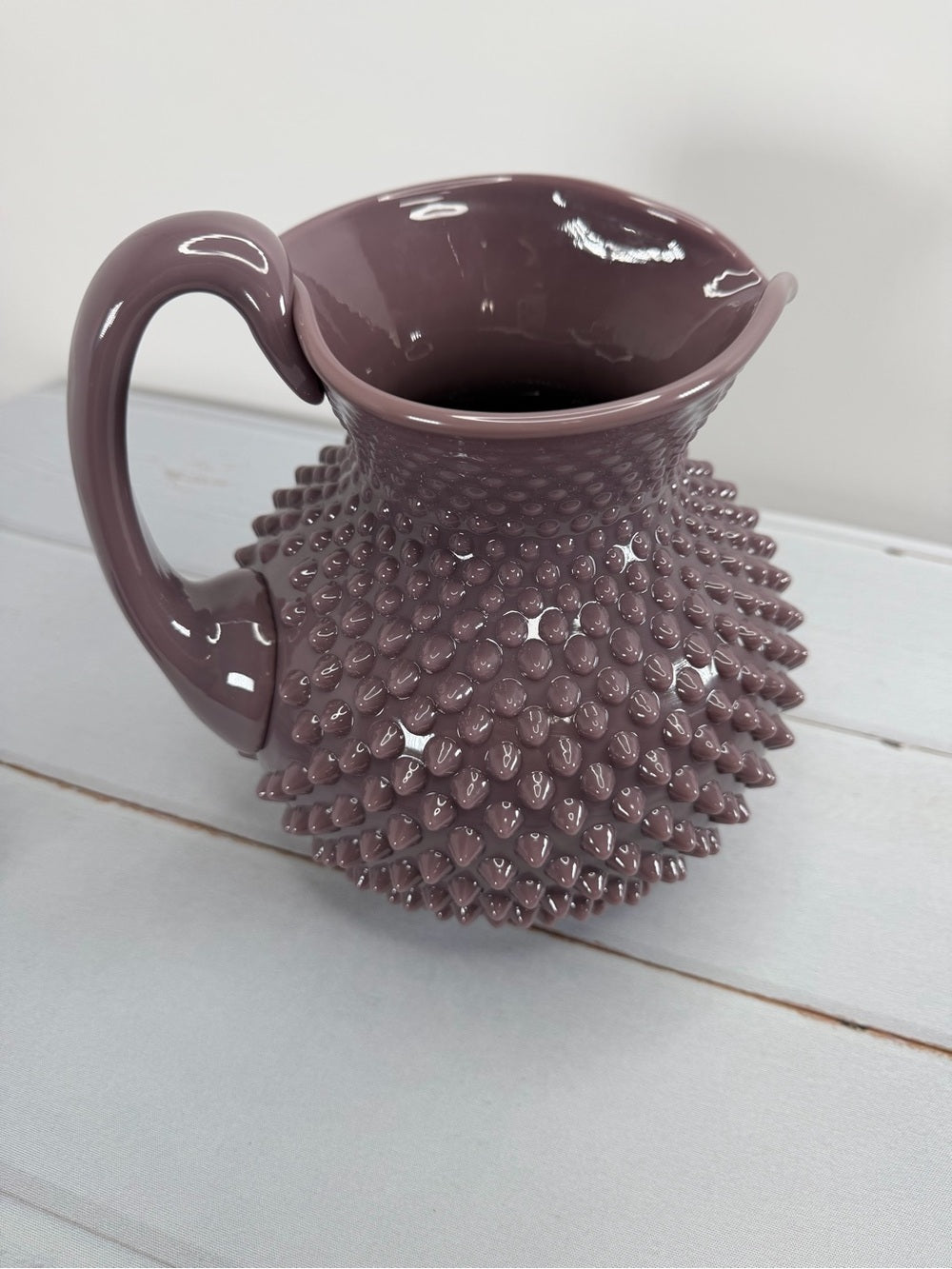 Mosser Glass Gigi Hobnail Pitcher Eggplant Purple 70 oz Fenton Mold