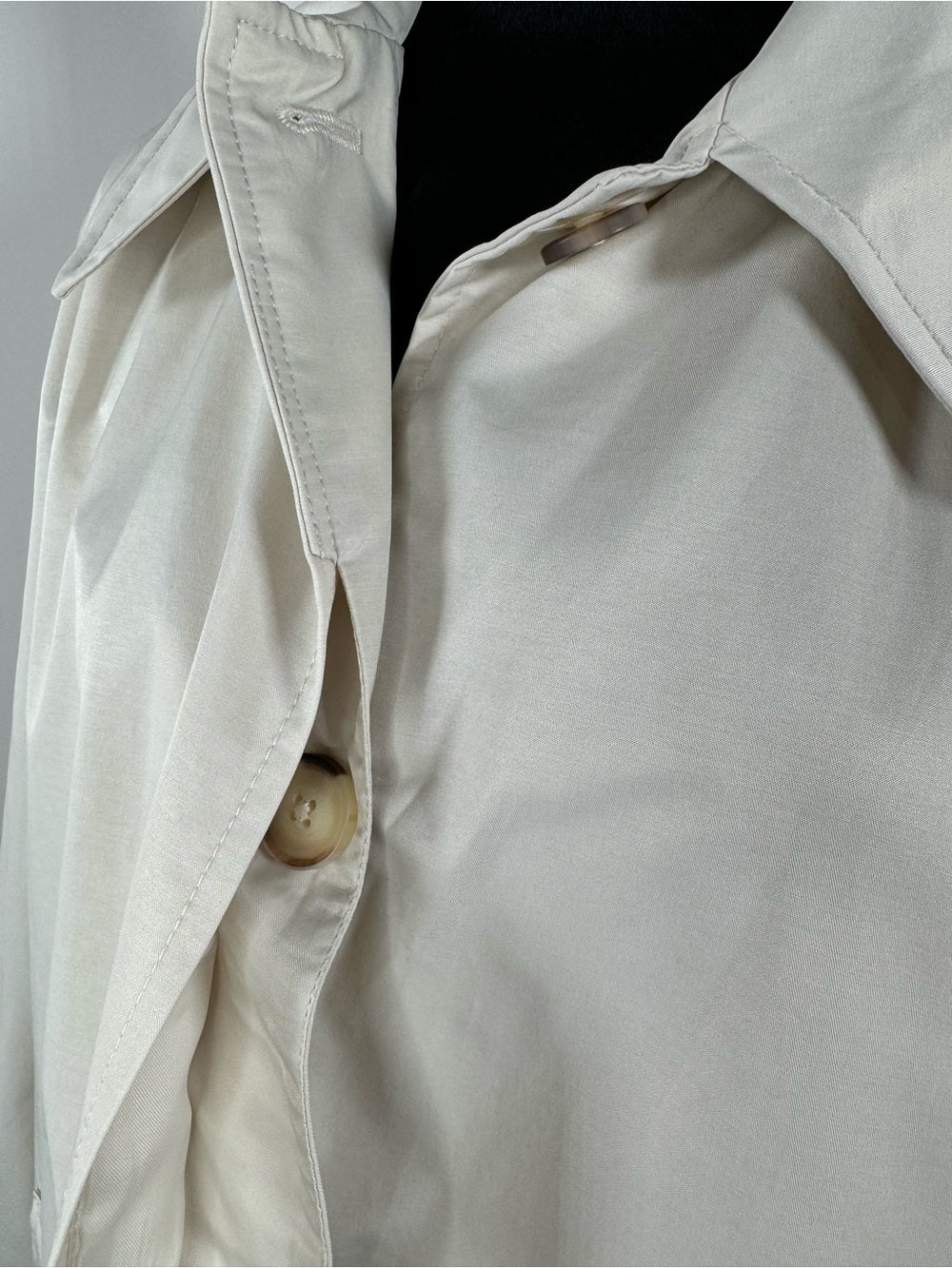 NWT 7 For All Mankind Ivory Cotton Blend Trench Coat Long Jacket Size Medium