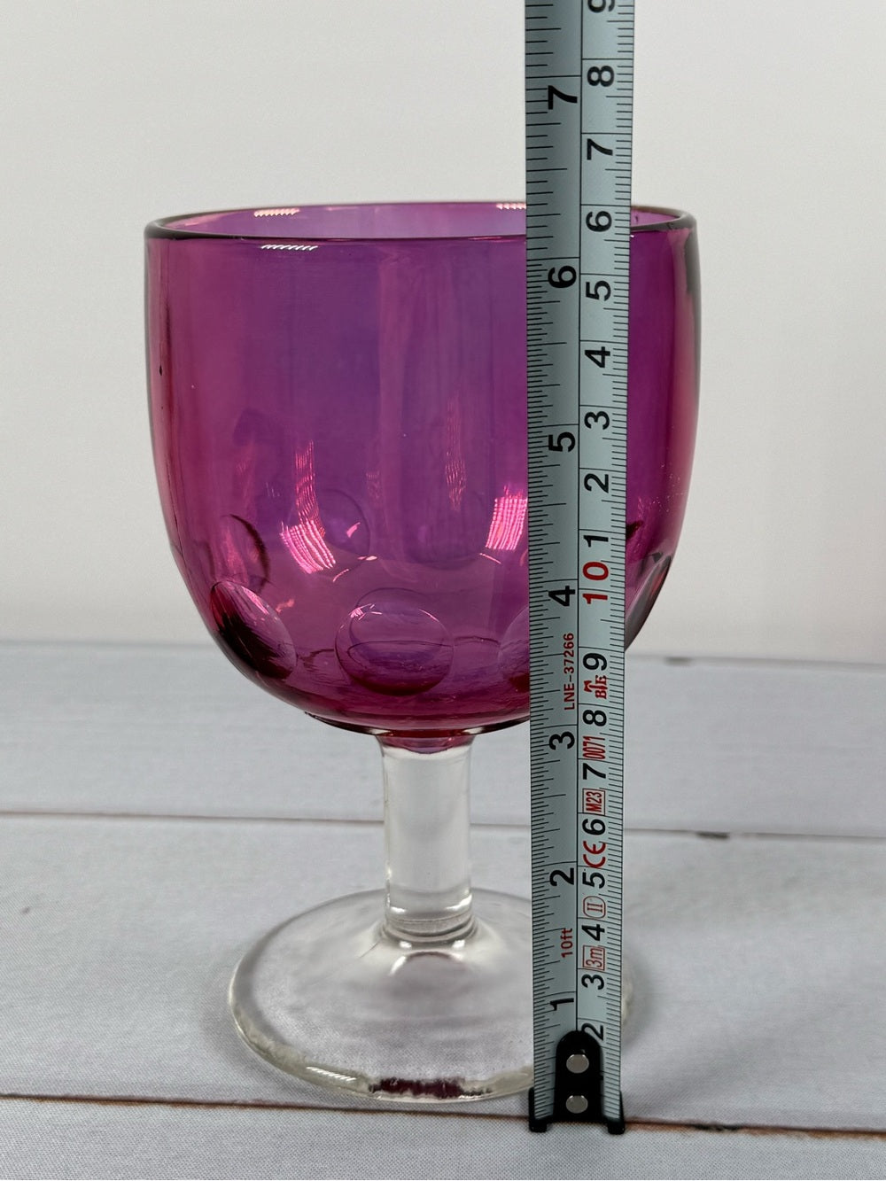 Vintage Bartlett Collins Amethyst Iridescent Coin Dot Water Goblet Wine Glass