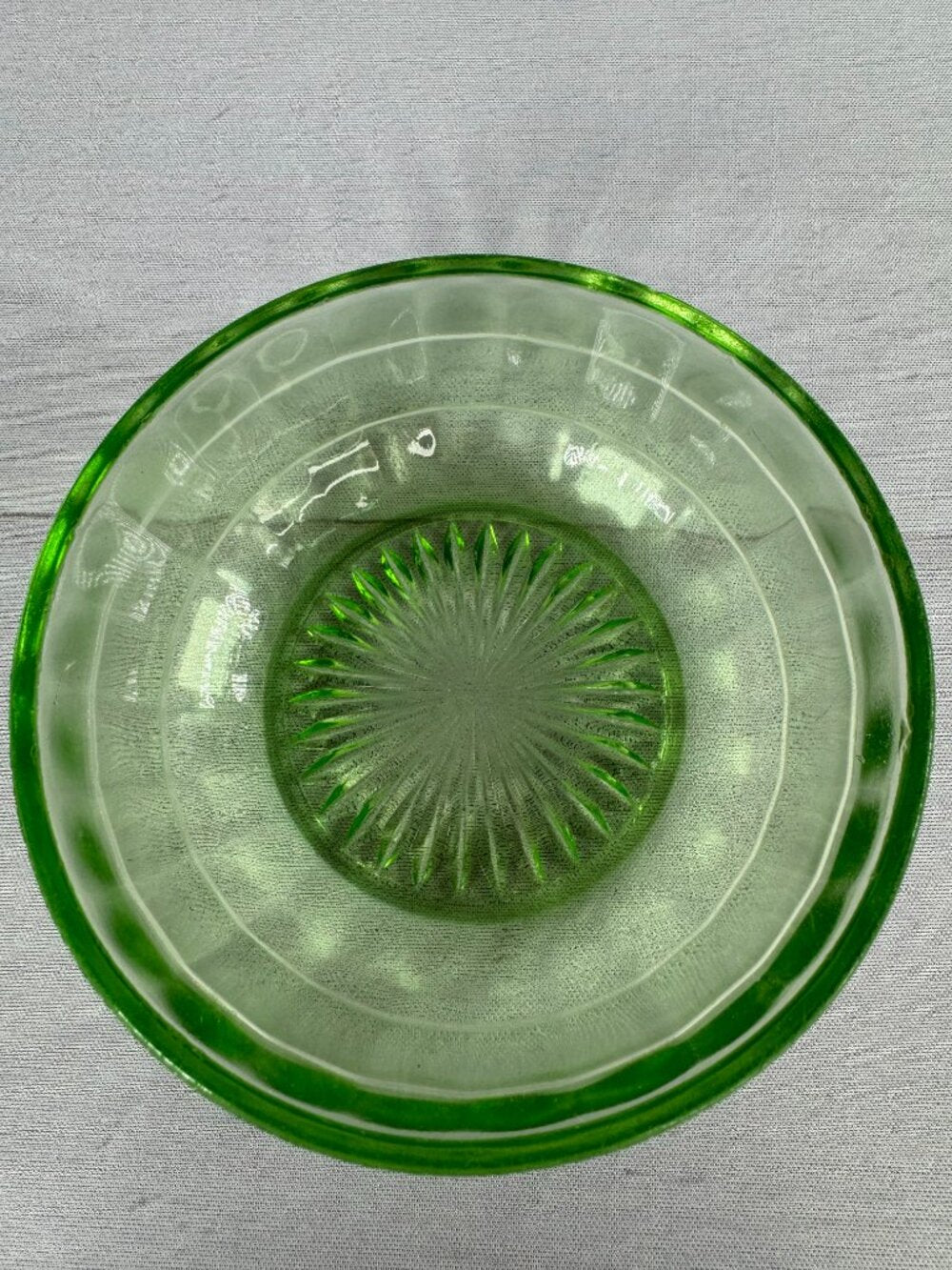 Anchor Hocking Block Optic Uranium Glass Berry Bowl Vintage