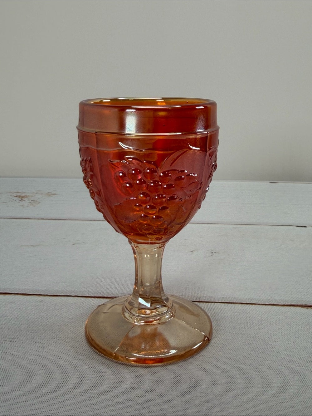 Vintage Imperial Glass Grape Marigold Carnival Glass 4" Cordial Wine Glass