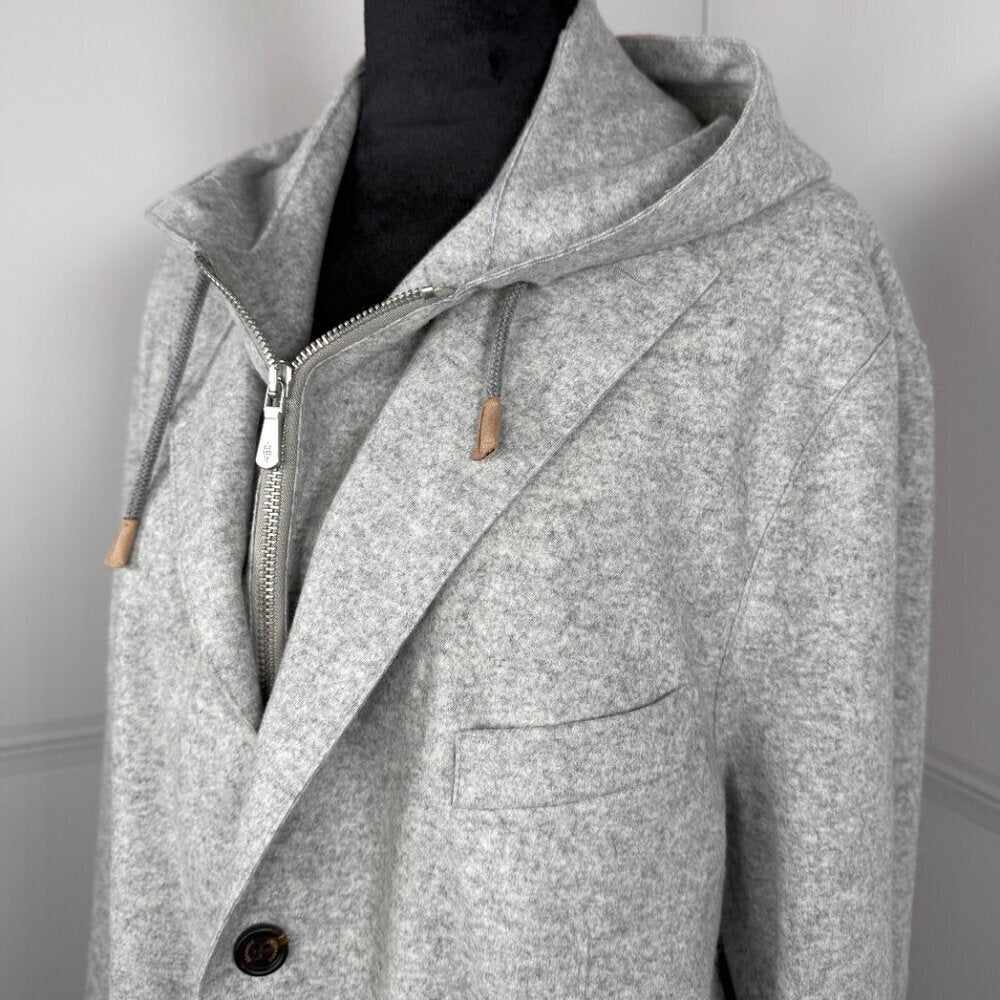 Eleventy Grey Hooded Blazer Jacket Mens IT 60 (US 50)