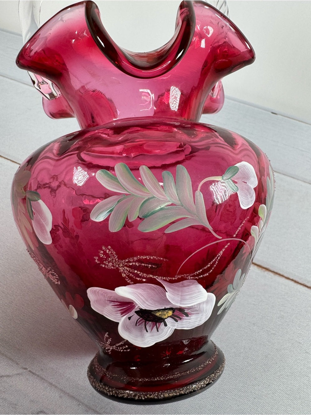 Fenton 95th Anniversary Cranberry Glass Basket Hand Painted B Williams Signed