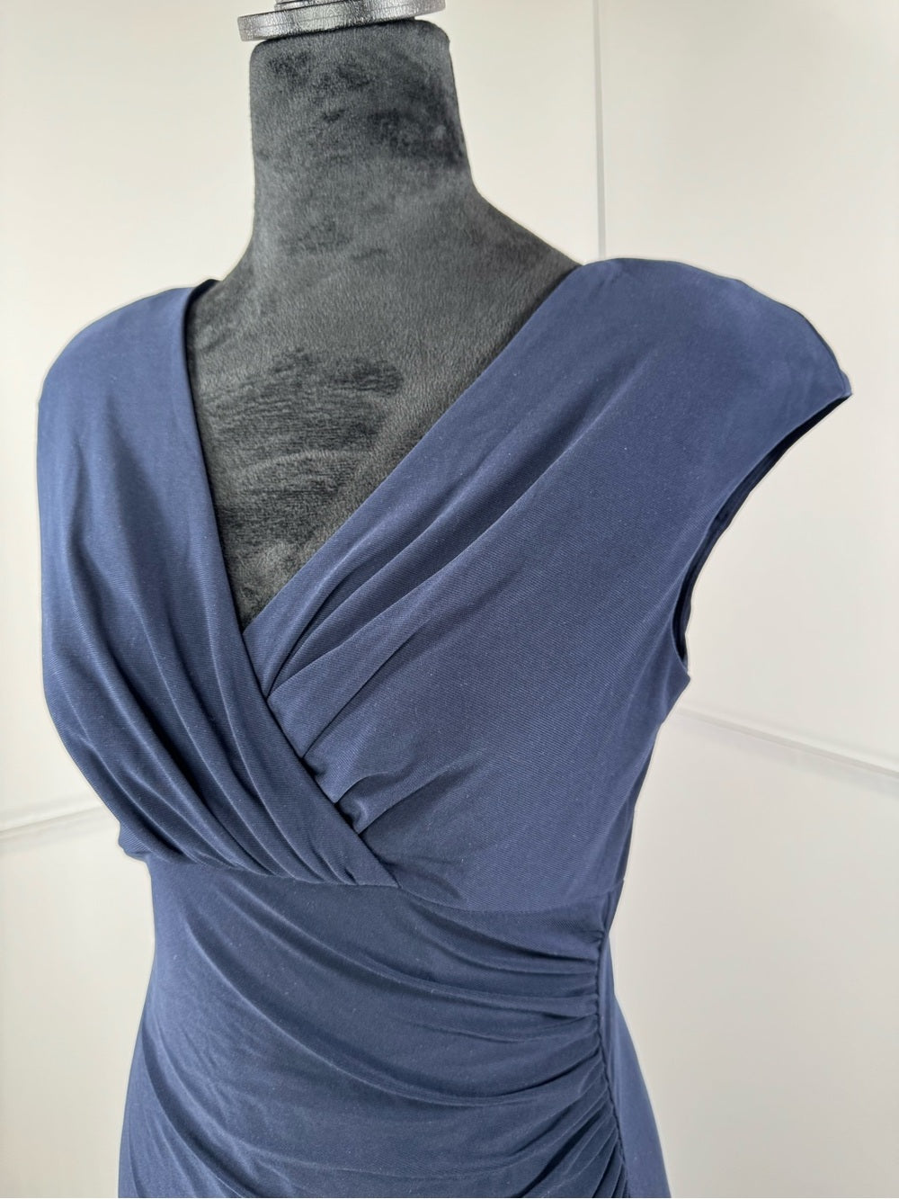 Lauren Ralph Lauren Navy Ruched Faux Wrap Sheath Dress Size 4