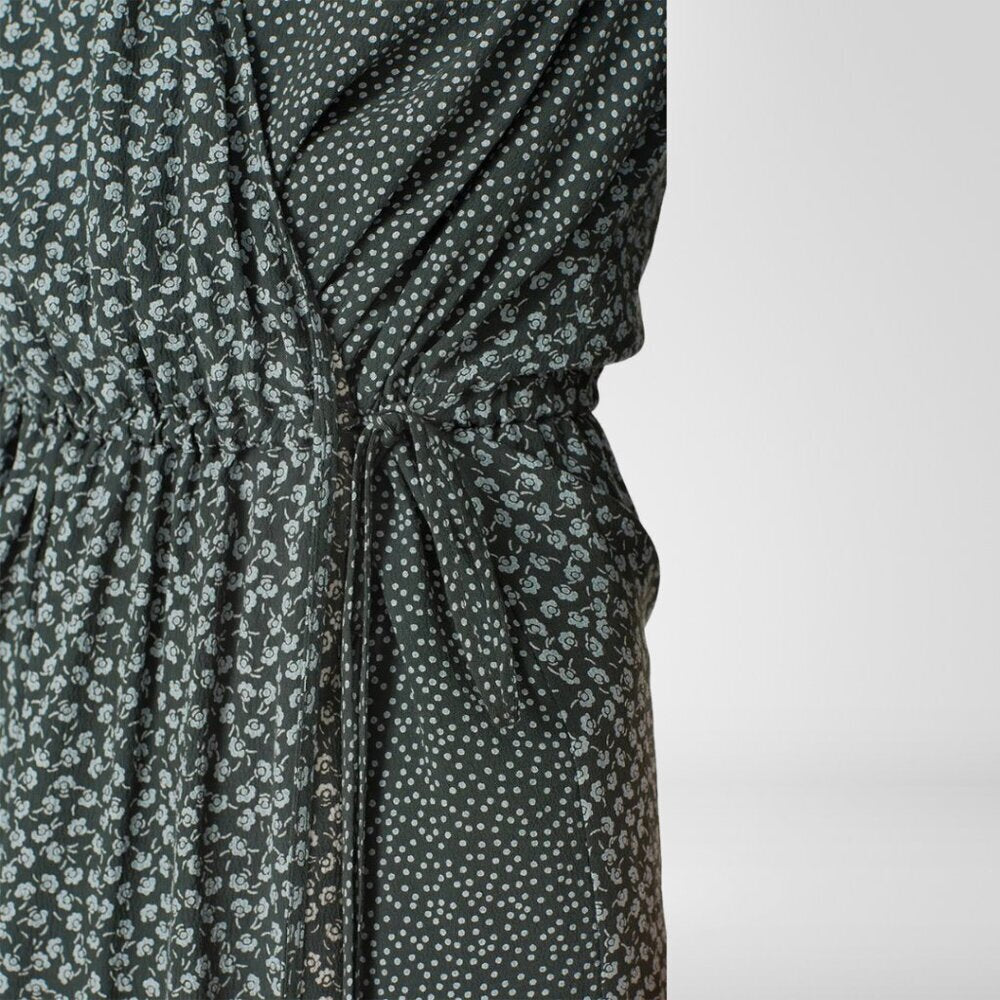 SEE BY CHLOÉ Flowers & Dots Printed Wrap Dress In Green Blue Size 38 / 6
