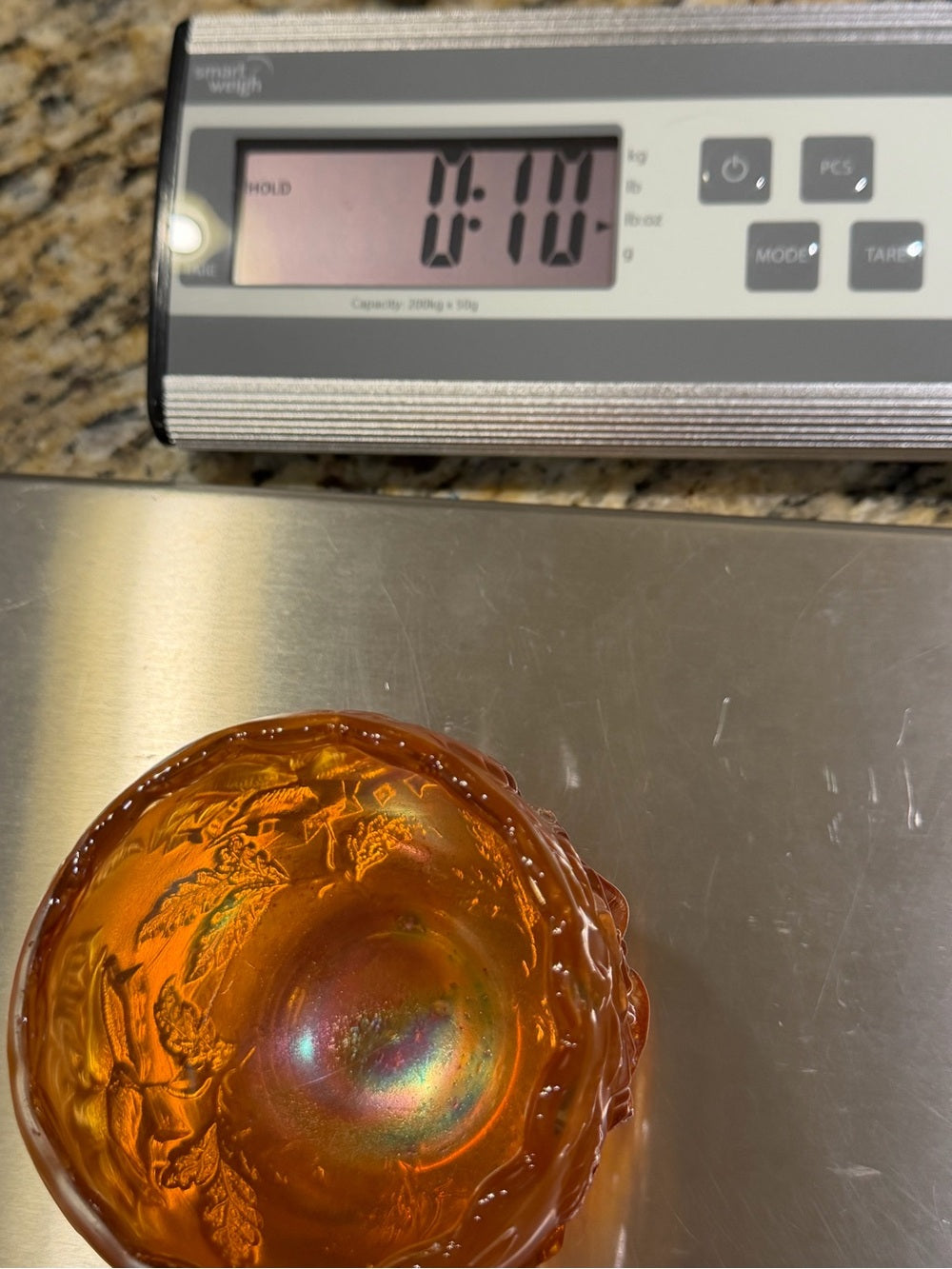 Antique 1910 Dugan Marigold "Wreath of Roses" Carnival Glass Small Rose Bowl