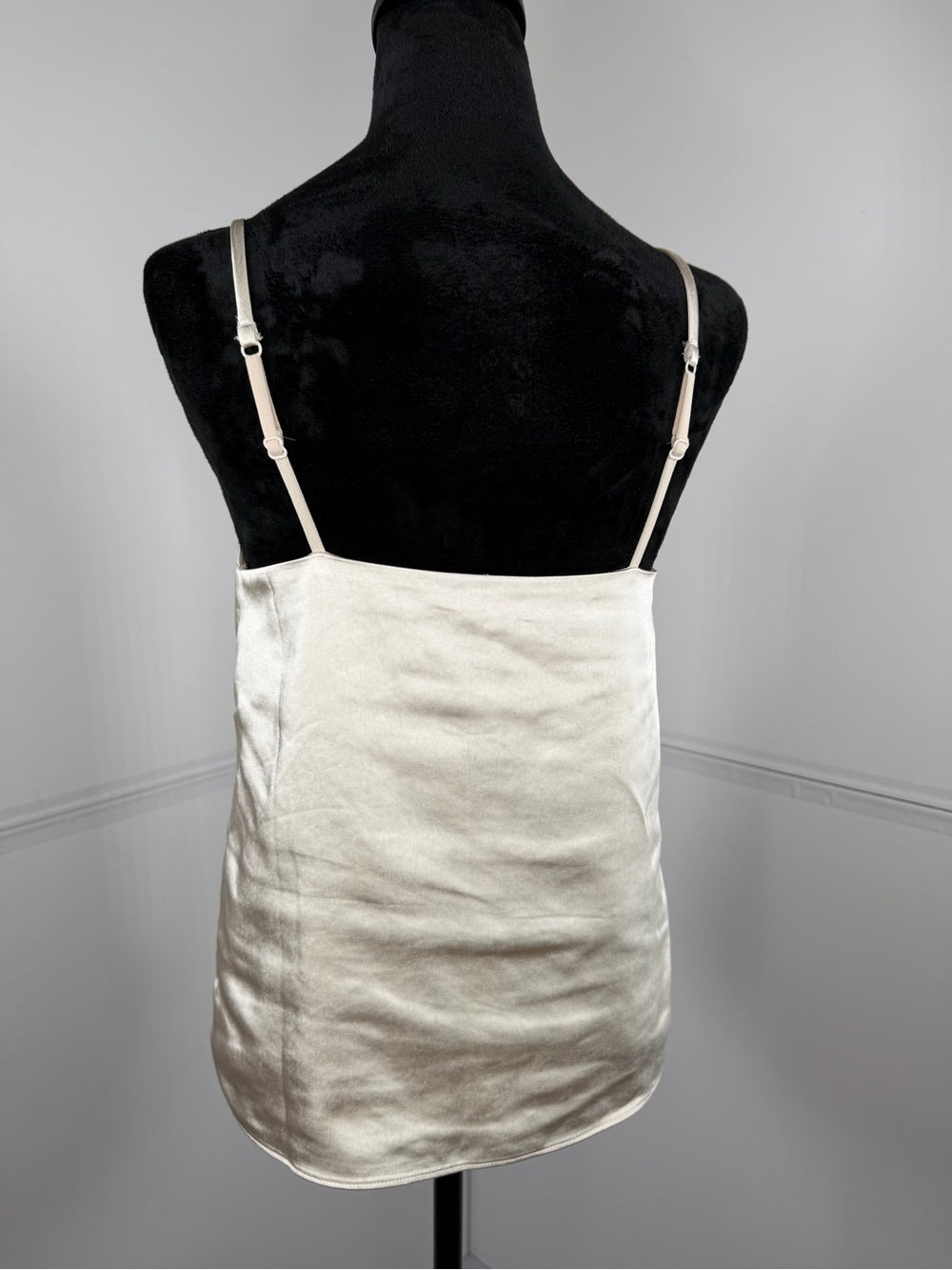 Skies Are Blue Satin Lace Trim Cami Tank Top Champagne Ivory Size XS