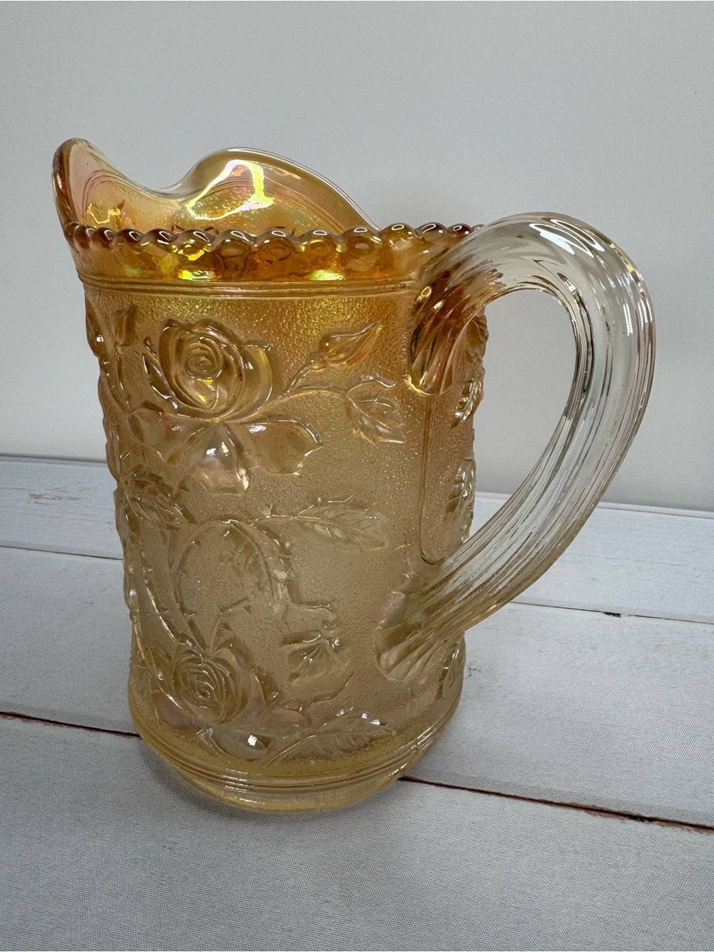 Antique Imperial Glass Marigold Carnival Glass Lustre Rose Water Pitcher