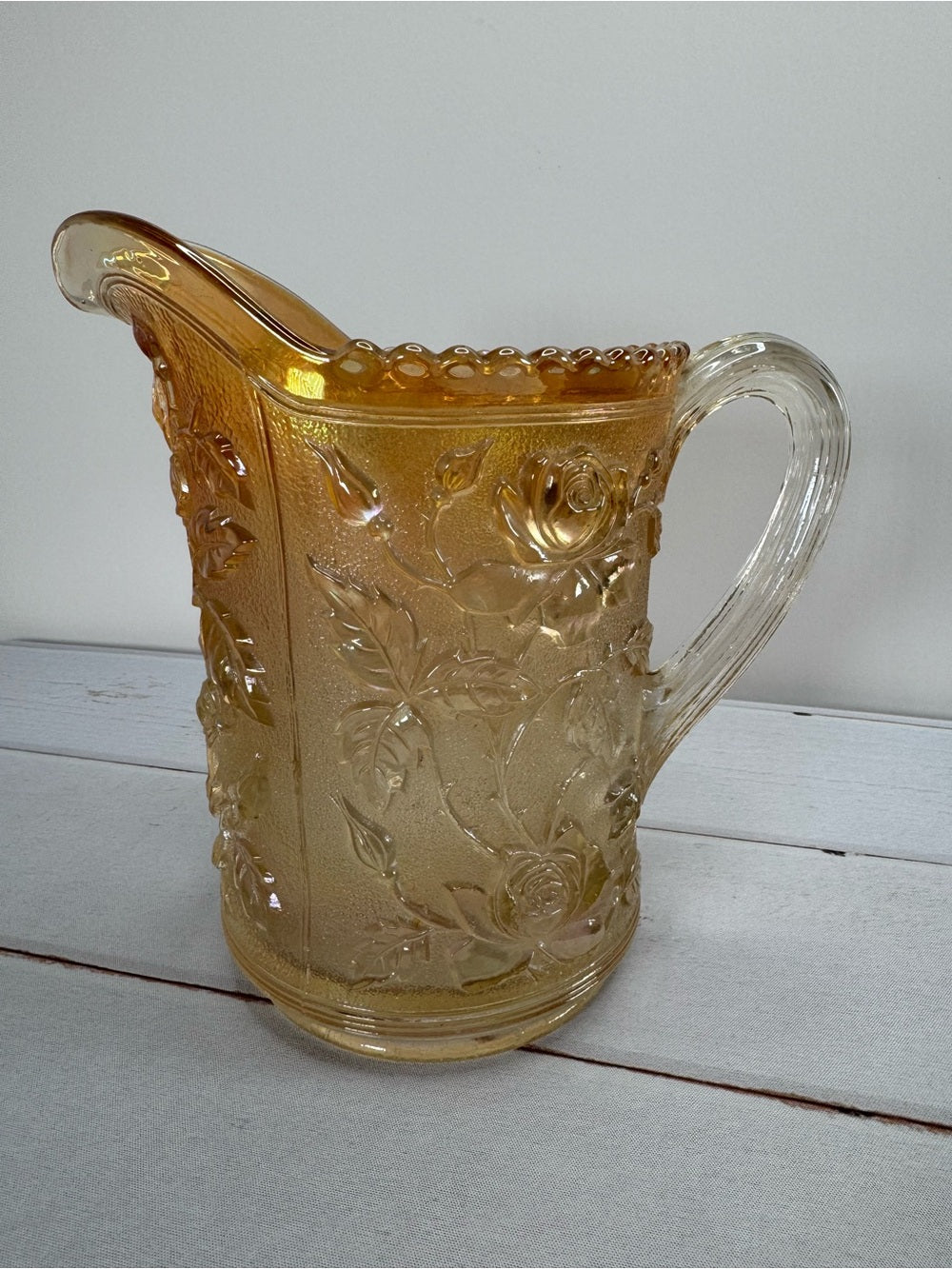 Antique Imperial Glass Marigold Carnival Glass Lustre Rose Water Pitcher