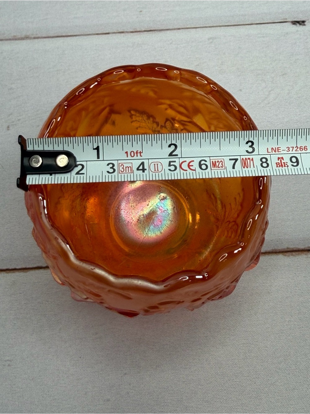 Antique 1910 Dugan Marigold "Wreath of Roses" Carnival Glass Small Rose Bowl