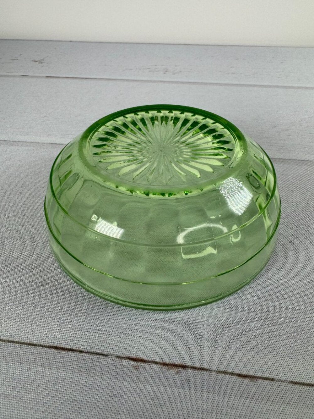Anchor Hocking Block Optic Uranium Glass Berry Bowl Vintage