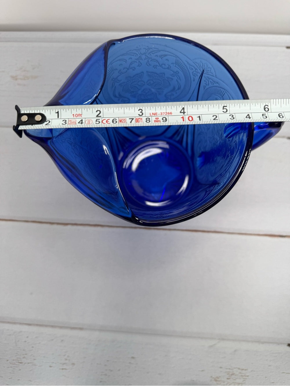 Rare Antique Hazel Atlas Cobalt Blue Royal Lace Water Pitcher 48oz Ice Lip