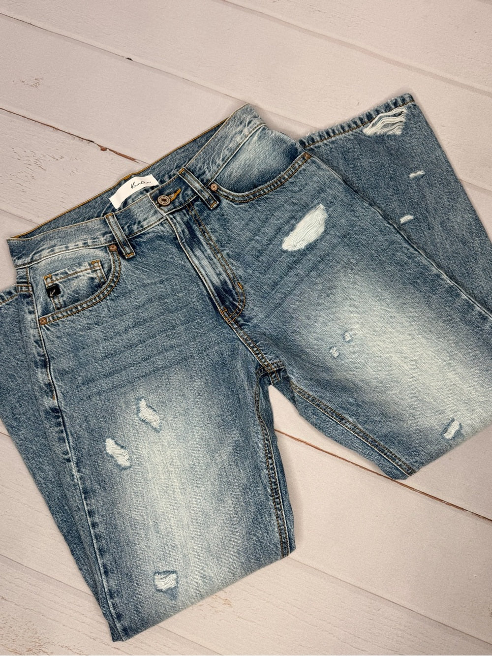 KanCan Trevie Ultra High Rise Straight Leg Distressed Jeans Size 3/25