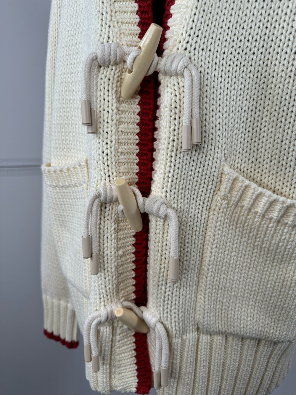 NWT Avec Les Filles Toggle Front Cotton Cardigan Sweater Ivory Size Medium