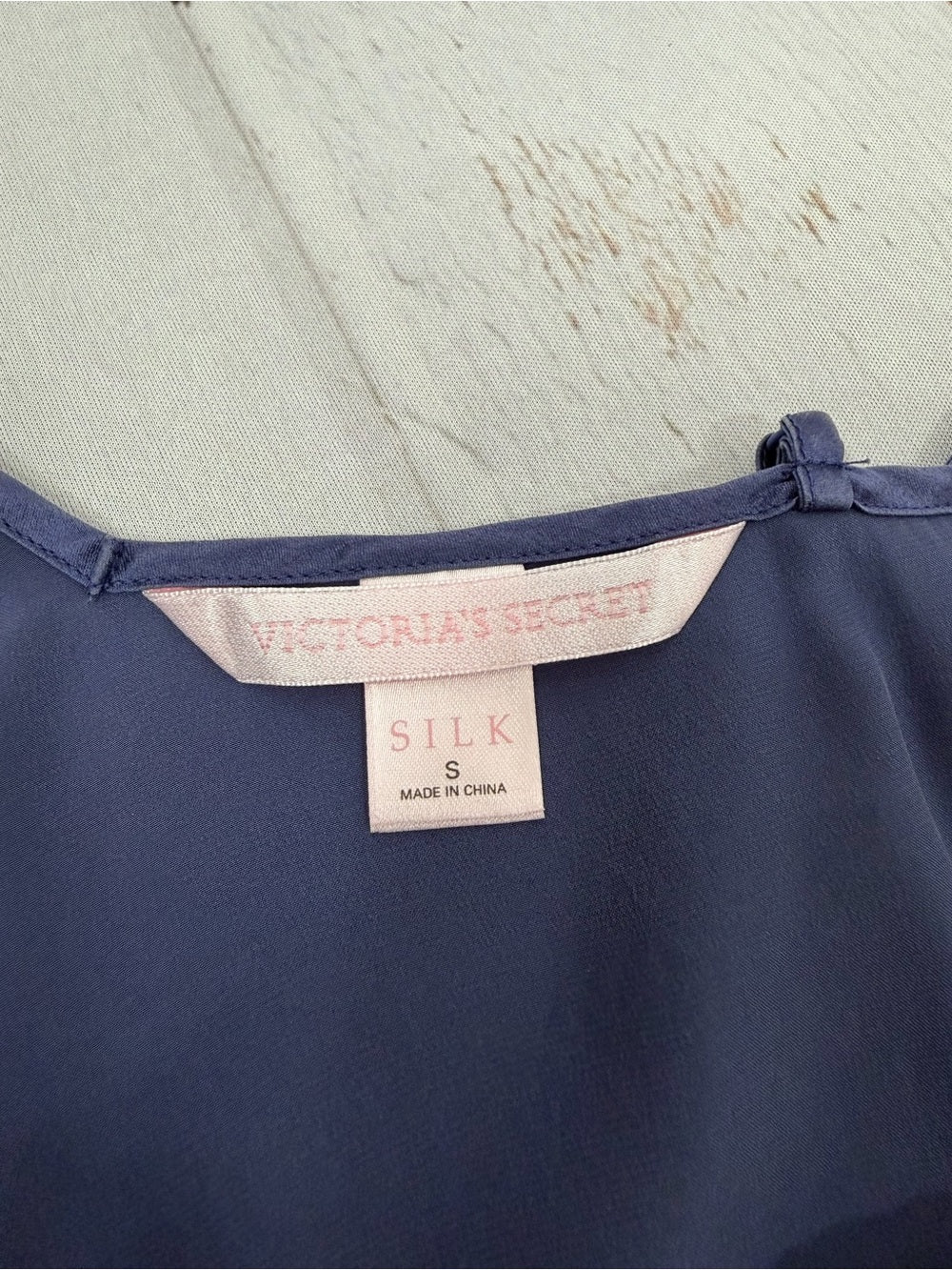 Vintage Victoria's Secret 100% Silk Blue Charmeuse Slip Dress Lingerie Small