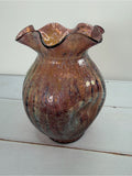 Antique 1905 Dugan Venetian Amethyst Frit Iridescent Art Glass Ruffled Vase