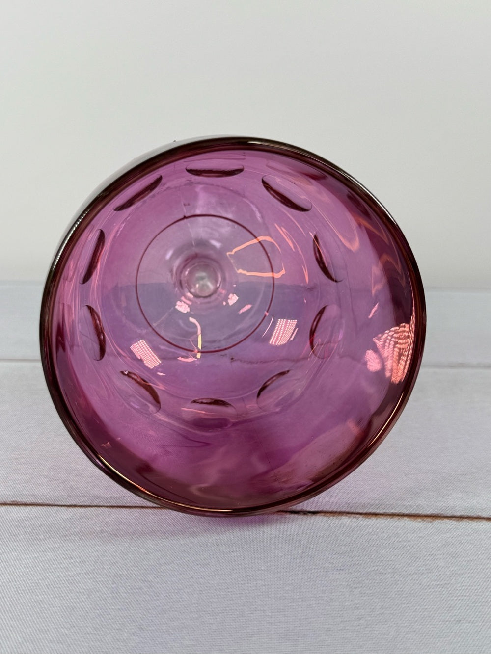 Vintage Bartlett Collins Amethyst Iridescent Coin Dot Water Goblet Wine Glass