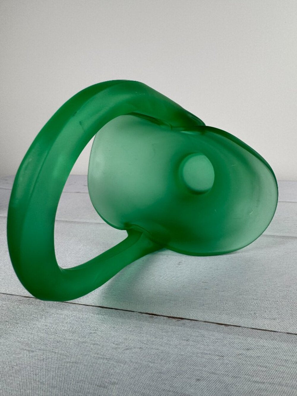 Vintage Tiffin Green Satin Uranium Glass Flower Basket Vase