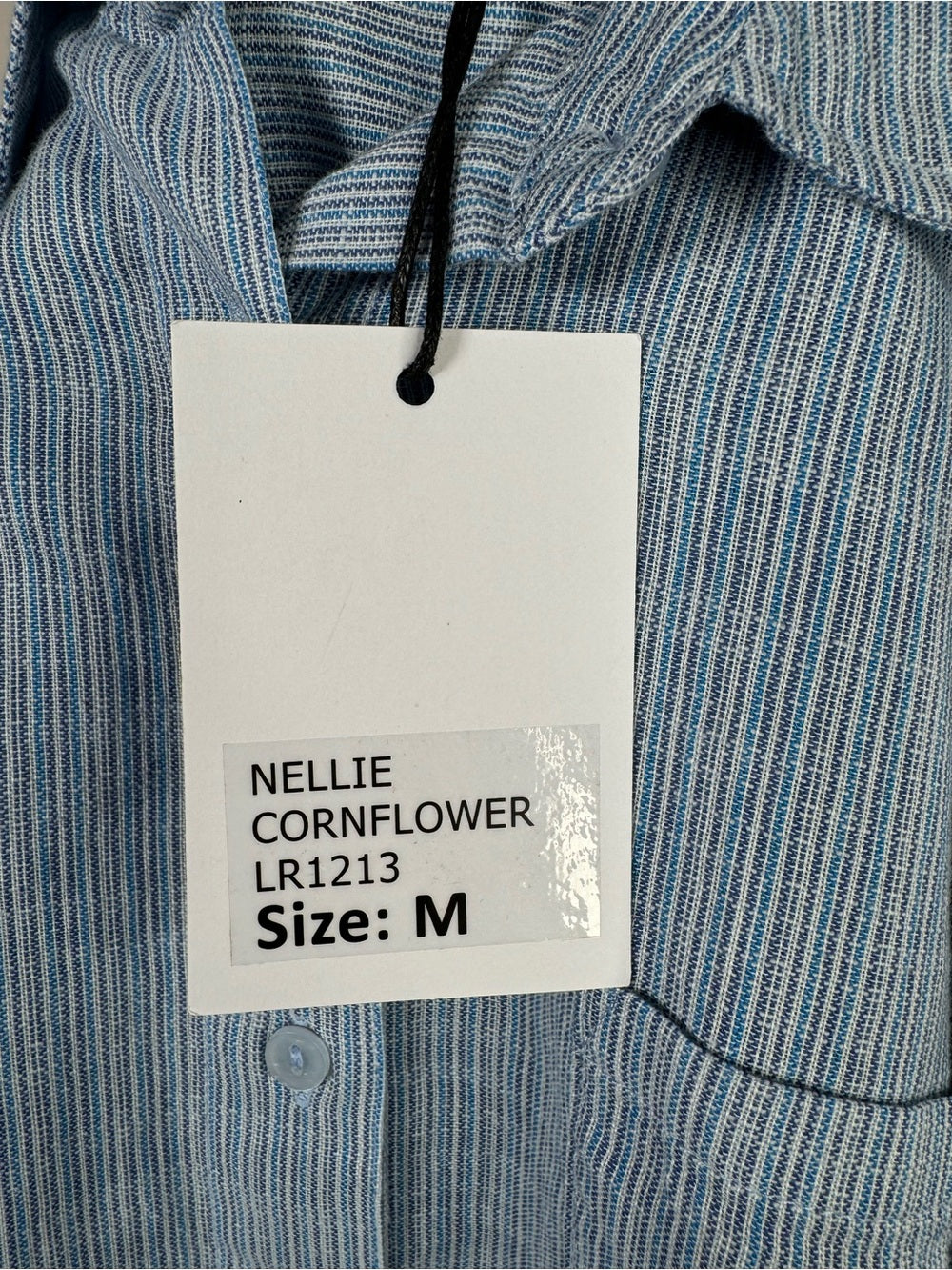 NWT - Lola River Nellie Cornflower Button Front Shirt 100% Cotton Size Medium